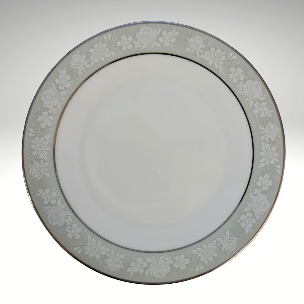 Noritake Vienne 6885 Side Plate White Floral Platinum Trim Japan Fine China 6.5"